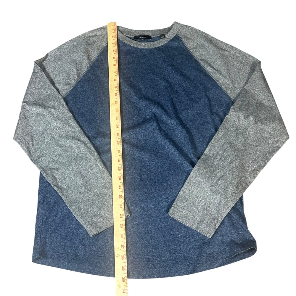 Vince Raglan Long Sleeve Baseball T-Shirt Mens Large Blue Grey Cotton M57999834 - Picture 4 of 9